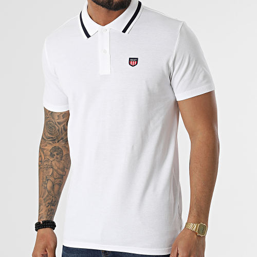 Polo Manches Courtes Retro Shield Pique 2002015 Blanc