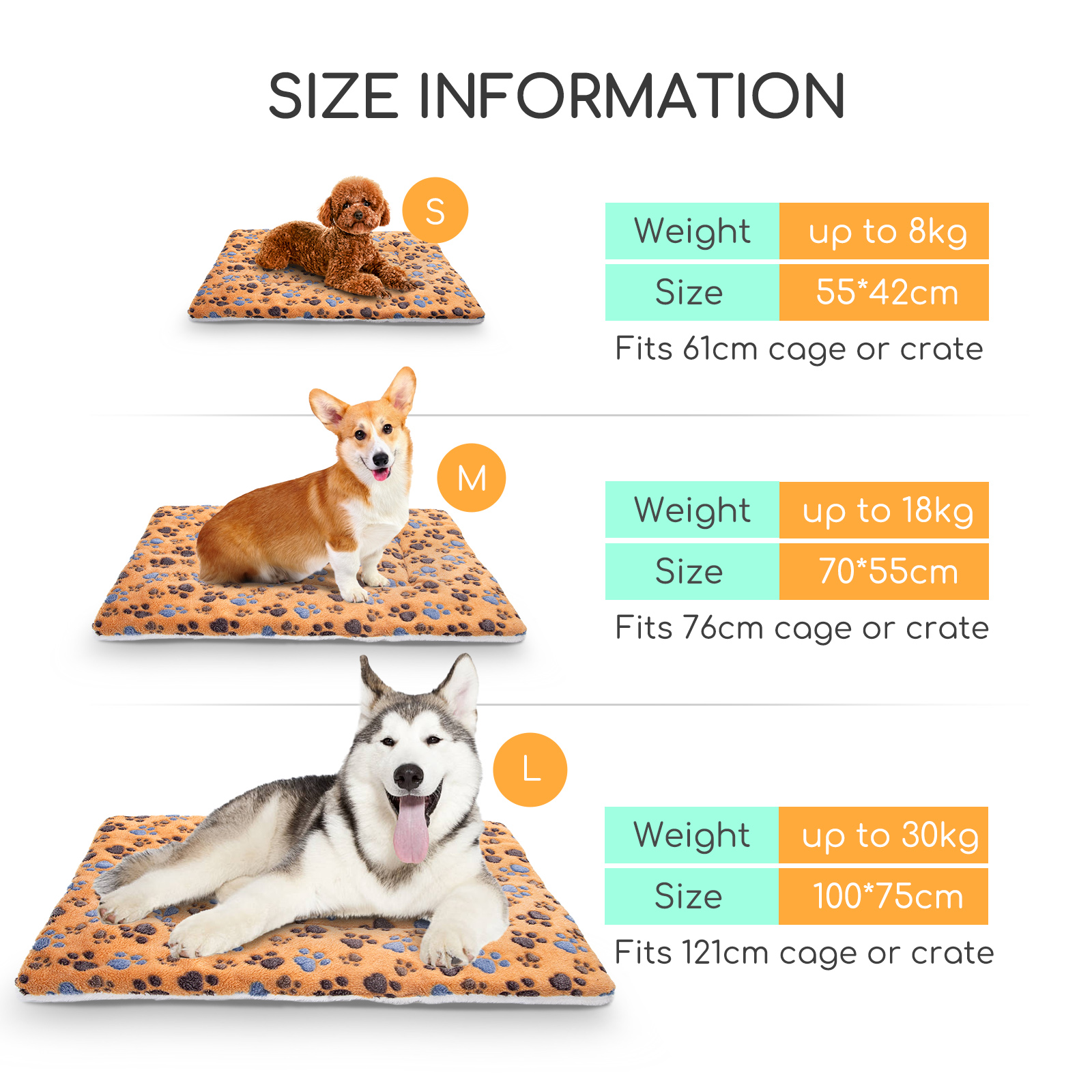 Tapete/Cama Nobleza para Cães e Gatos, Tapete Grosso para Cães e Gatos, Cobertor Grande Reversível de Flanela Super Macia, Almofada Quente para Patas de Filhotes, 70 x 55 cm