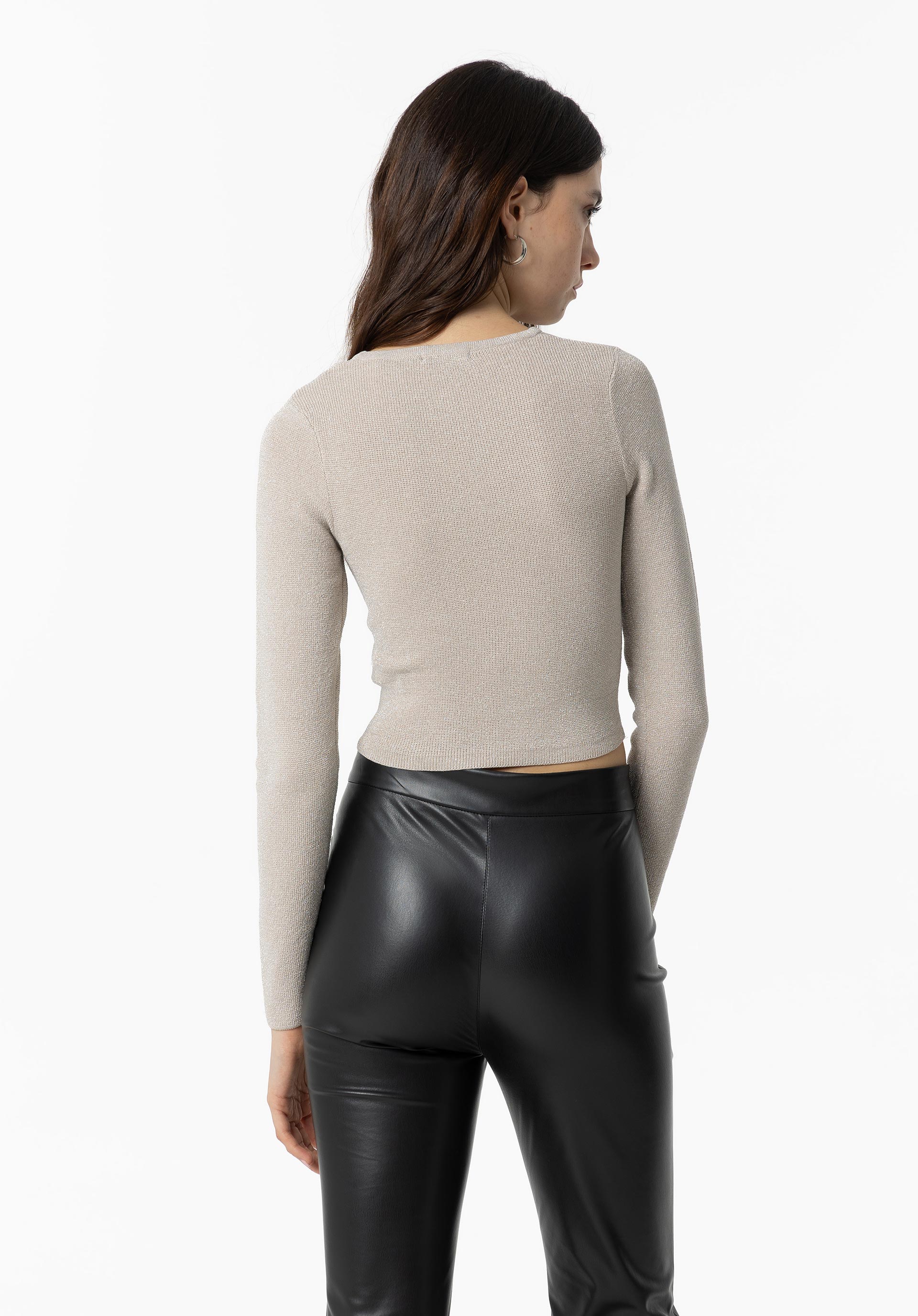 Camisola de Malha Cropped Brilho