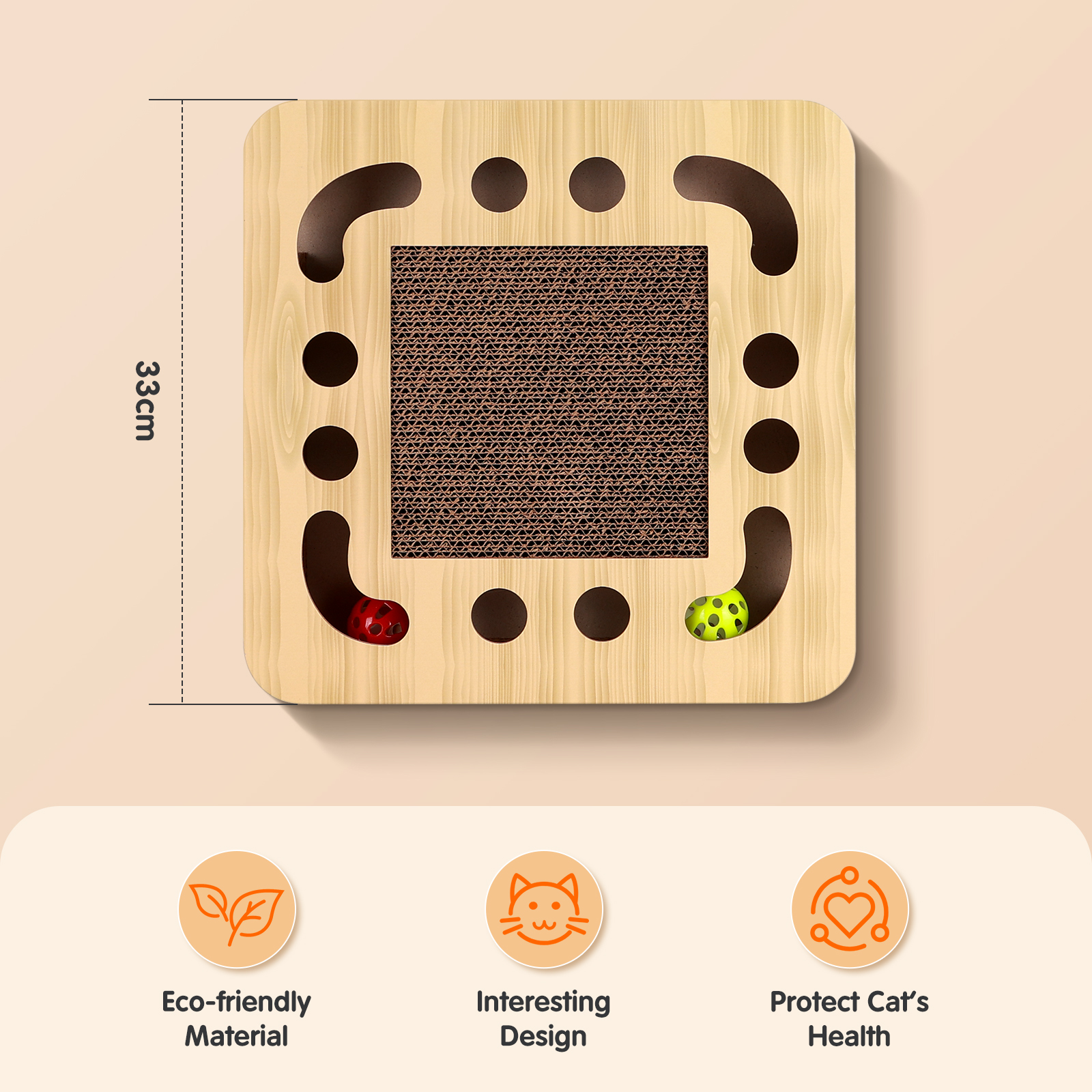 Arranhador para Gatos Nobleza com Catnip, Arranhador Redondo de Papelão para Cama com 2 Bolas Interativas para Gatos