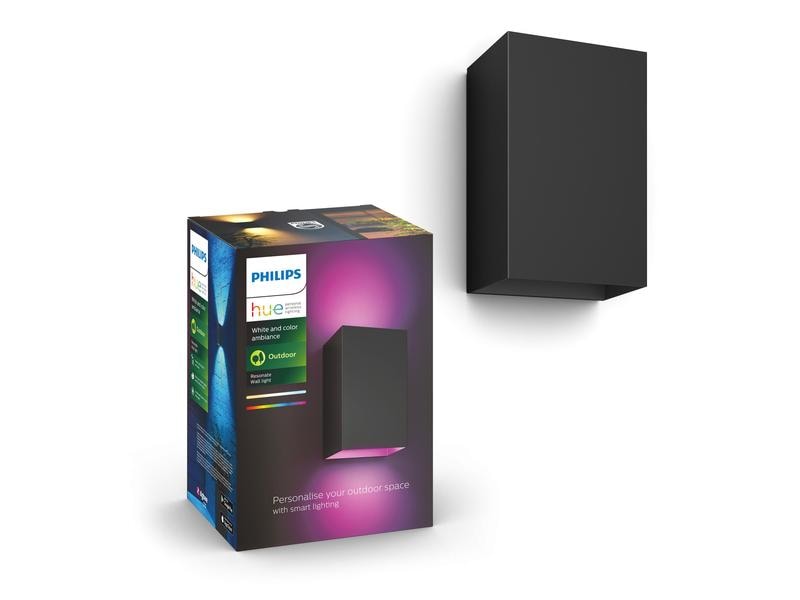 Philips Hue White & Color Ambiance Outdoor Resonate Wandleu Aussenleuchte Resonate Hue WACA, Schwarz