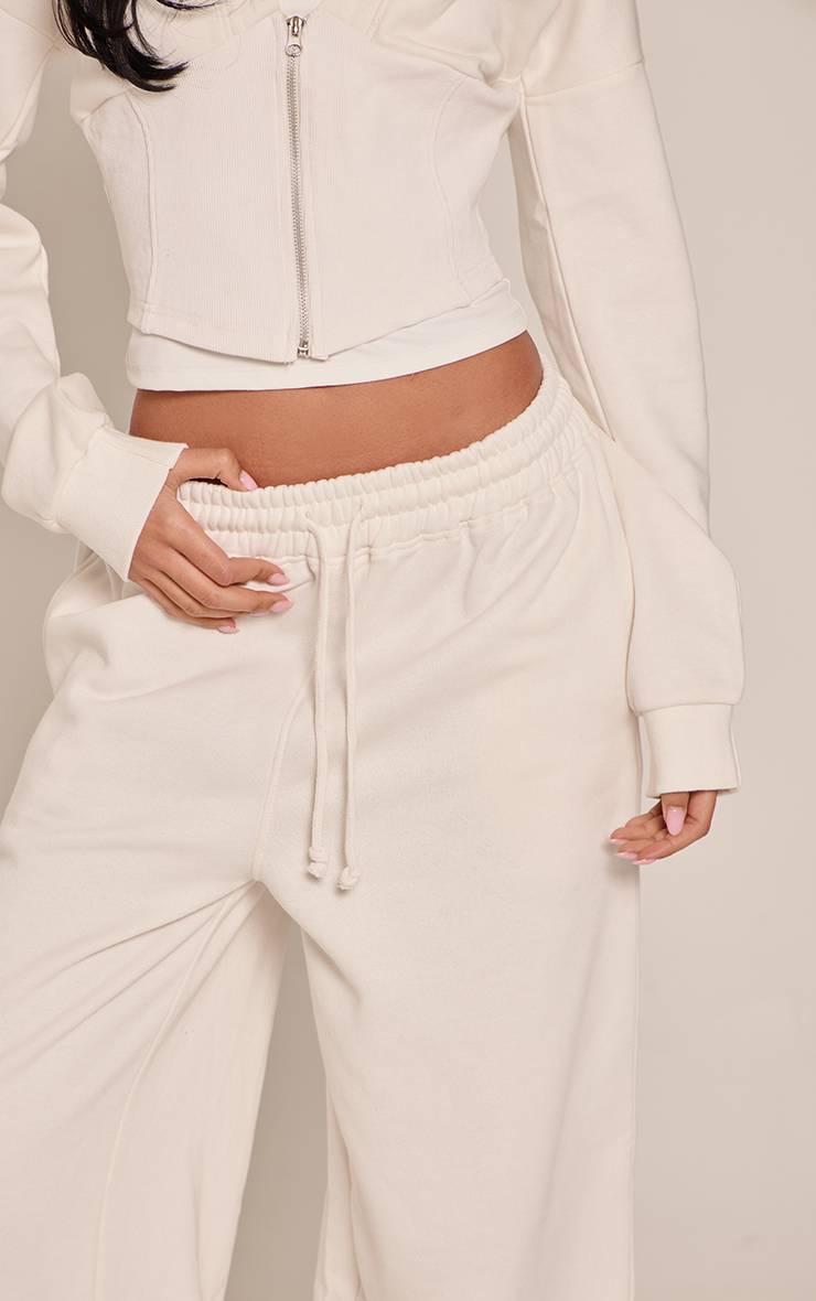Crème Jogging Taille Haute Coupe Large Pour Grande Taille