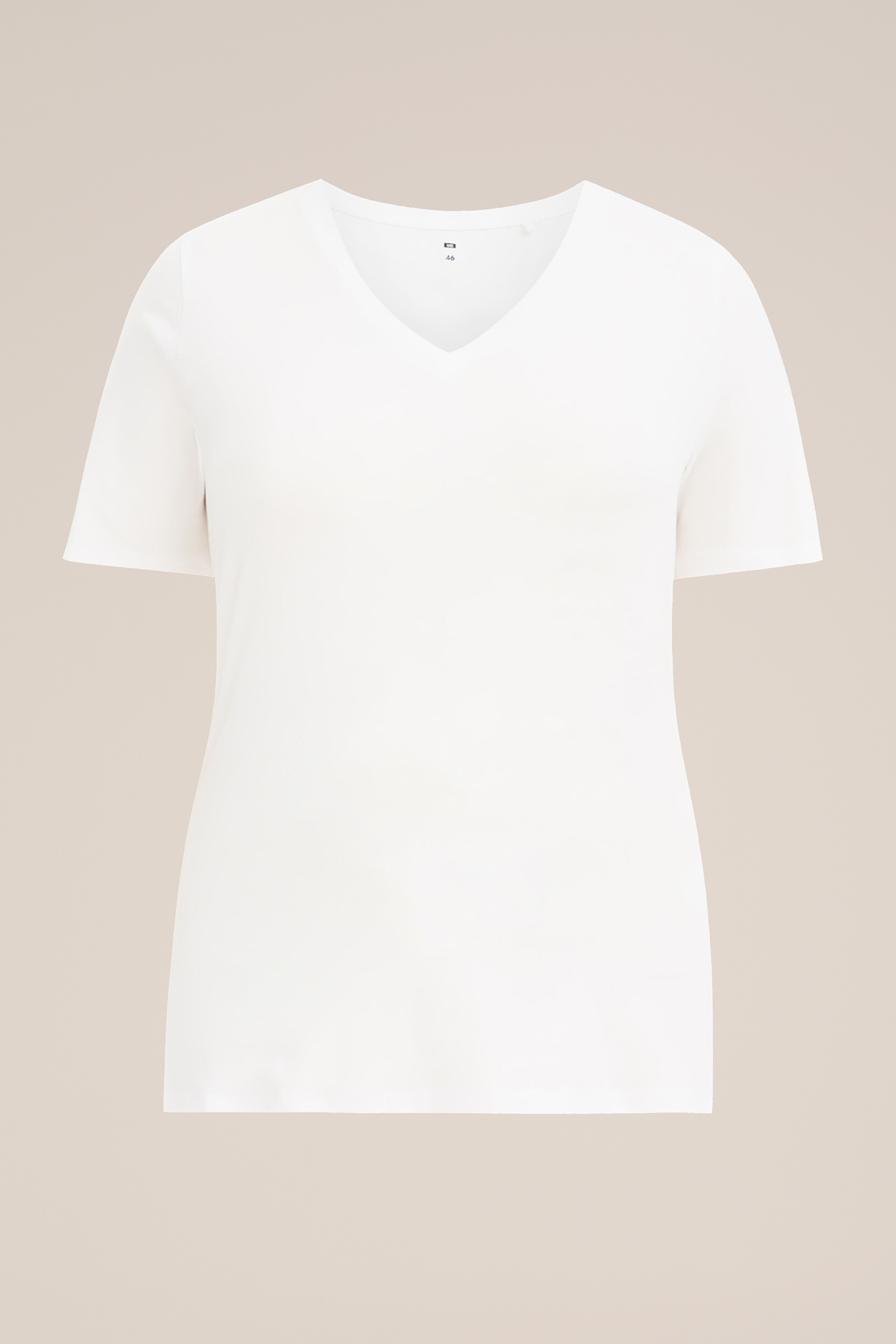T-shirt met V-hals - Curve WE Fashion Wit