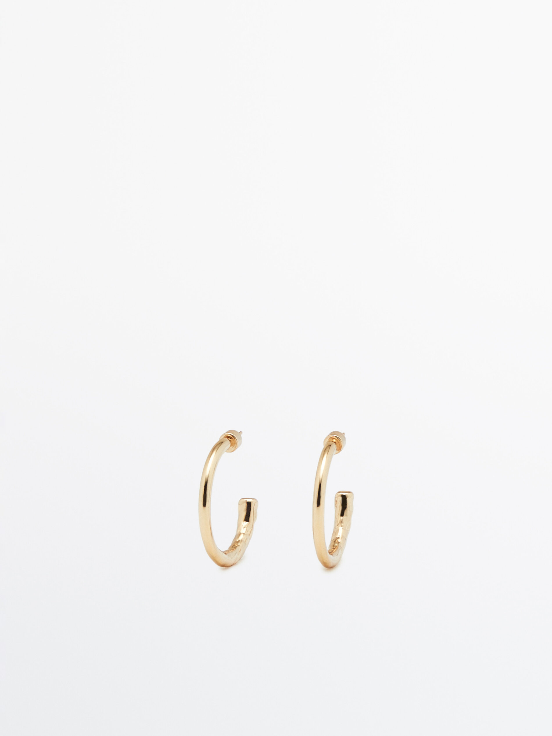 Pendientes aros medians textura banho dourado - DORADO