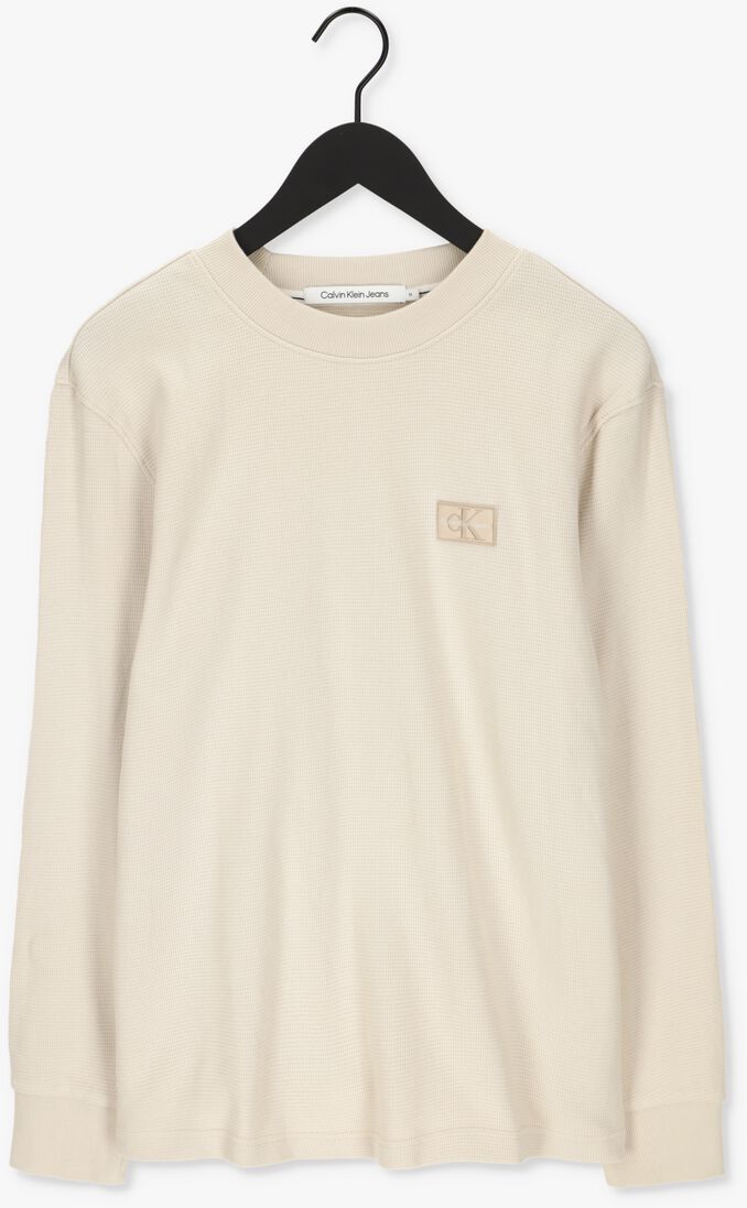 CALVIN KLEIN beige calvin klein trui shrunken badge ls waffle tee