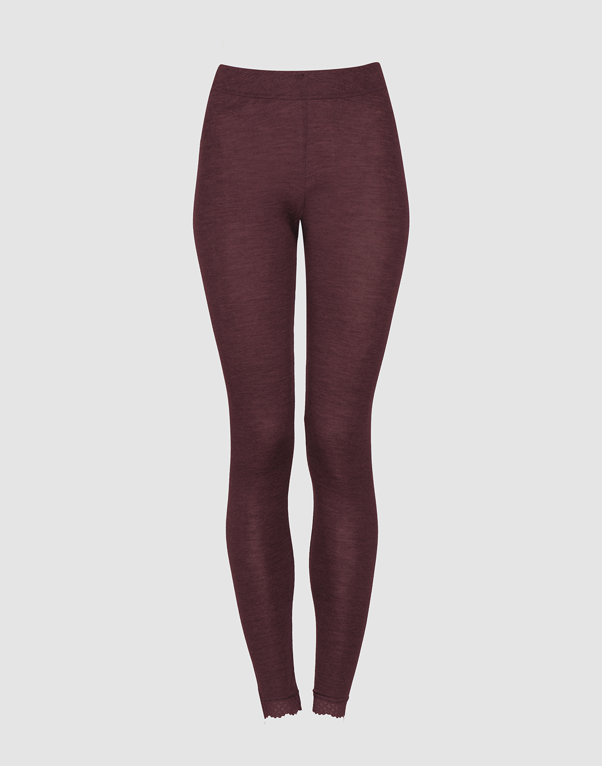 Legging met kanten rand van merinowol/zijde voor dames