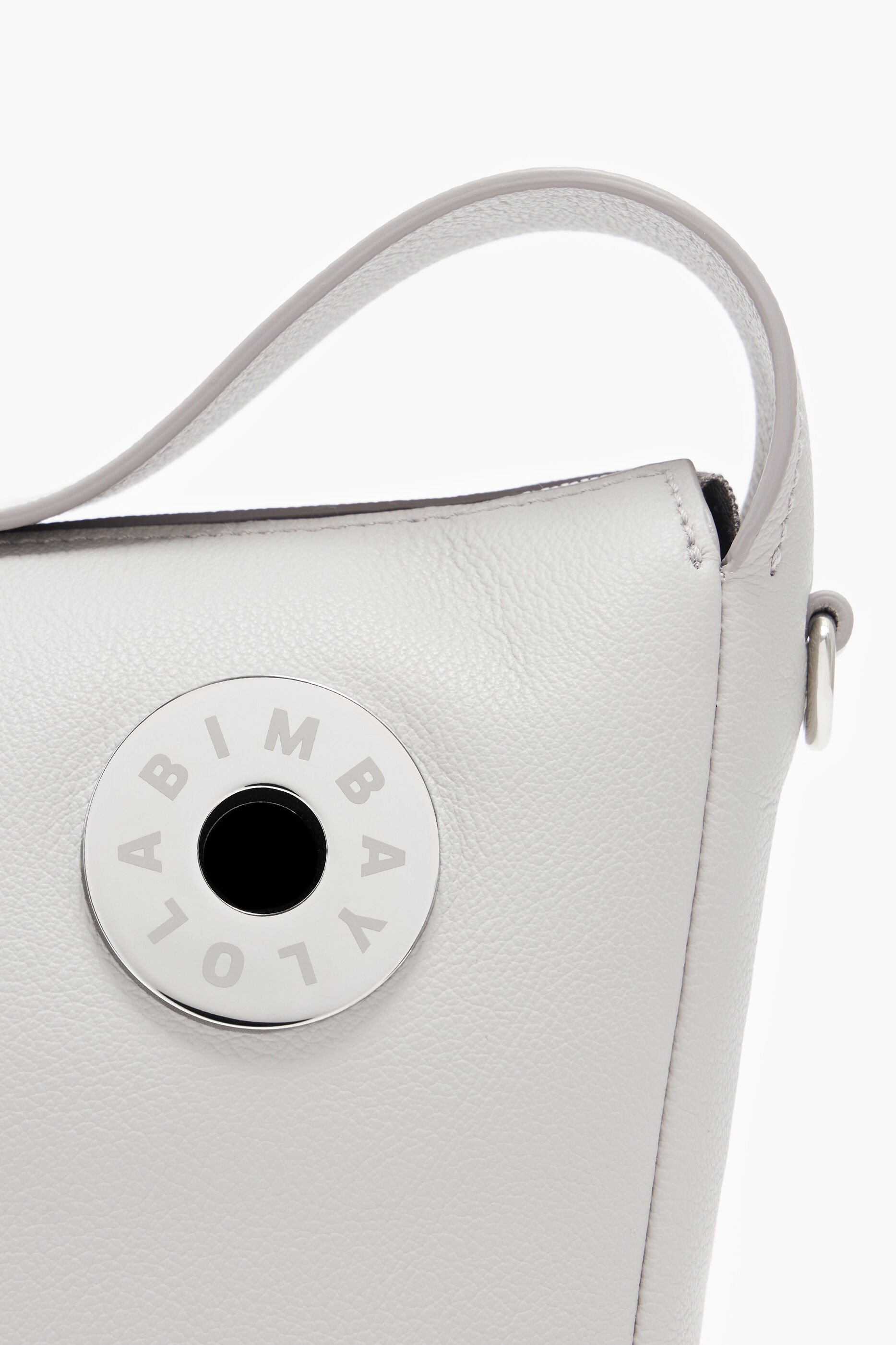 Bolsa hobo pequena de couro cinza