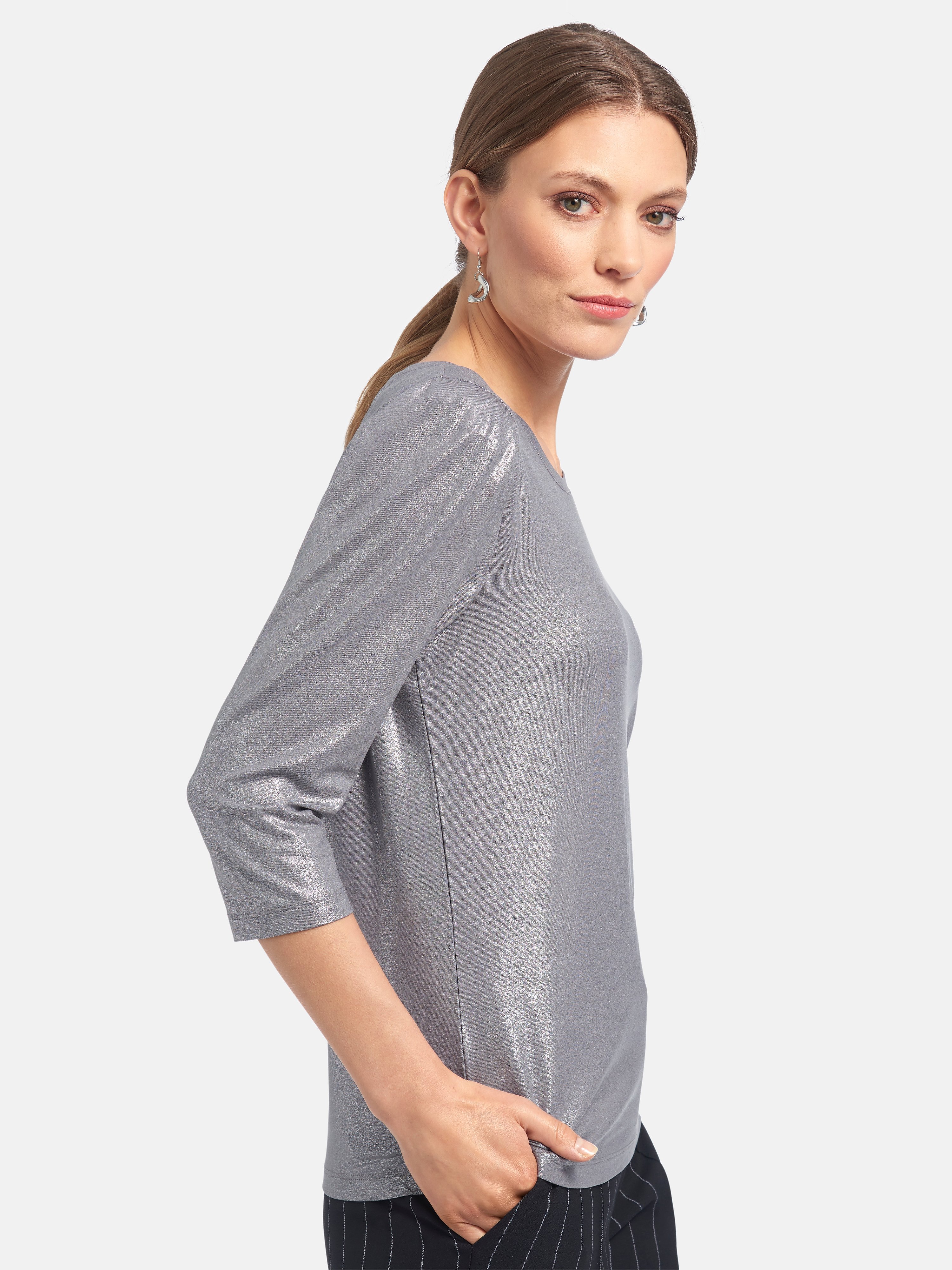 Rundhals-Shirt mit 3/4-Arm