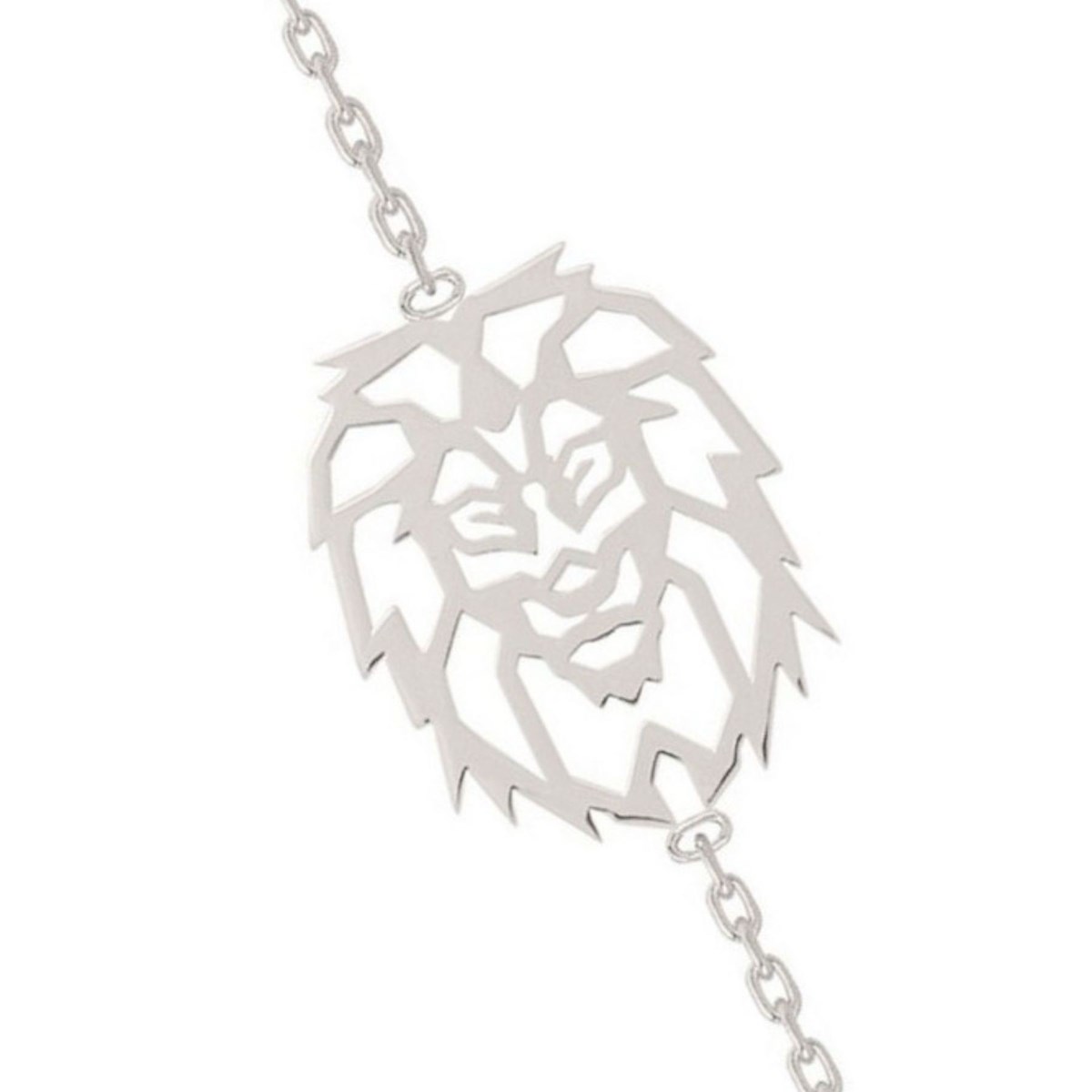 Bracelet breloque origami totem tête de lion en argent 925°/00 - 18cm