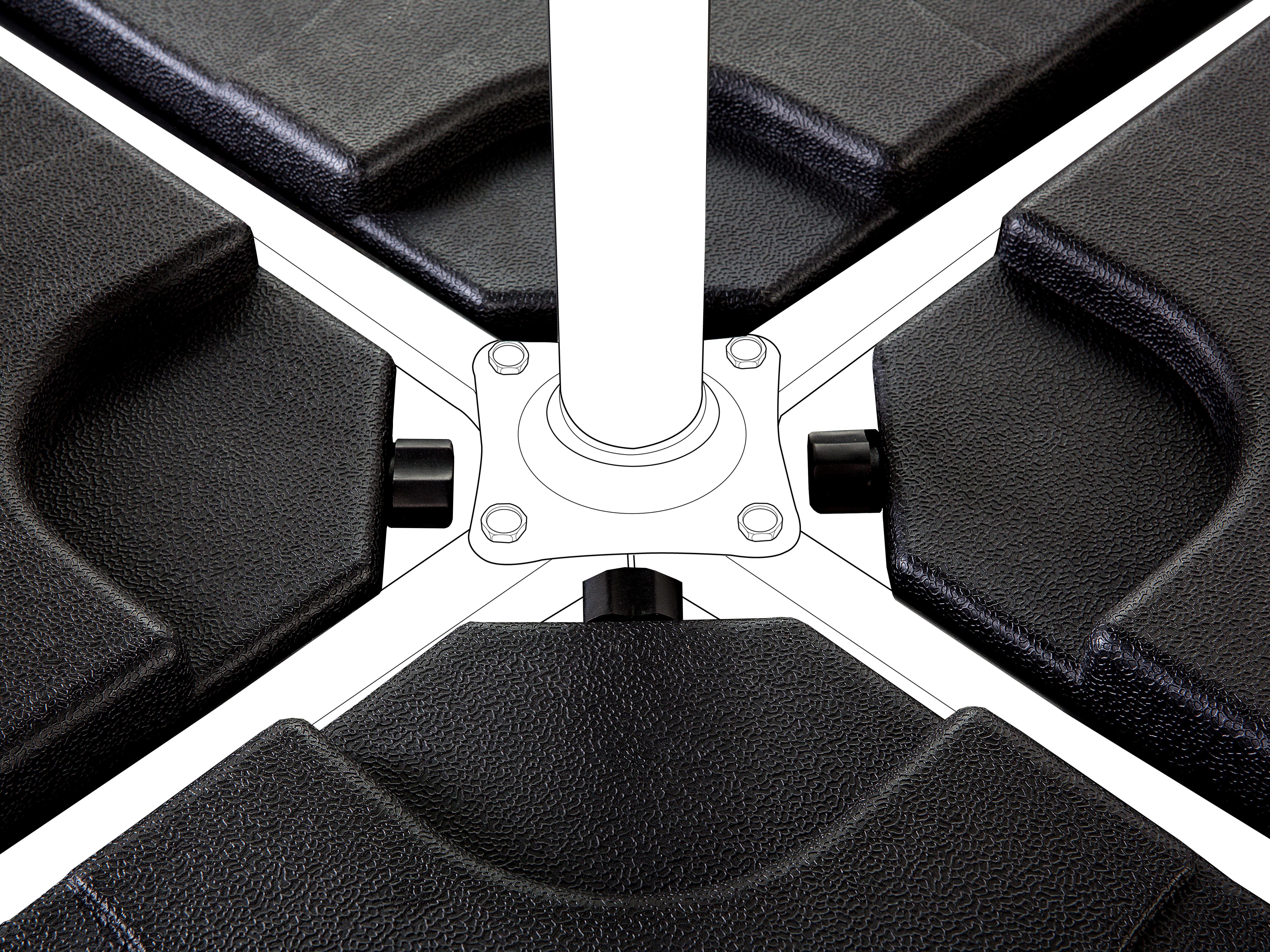 Parasolvoet CARIA Zwart Vierkant 9 kg