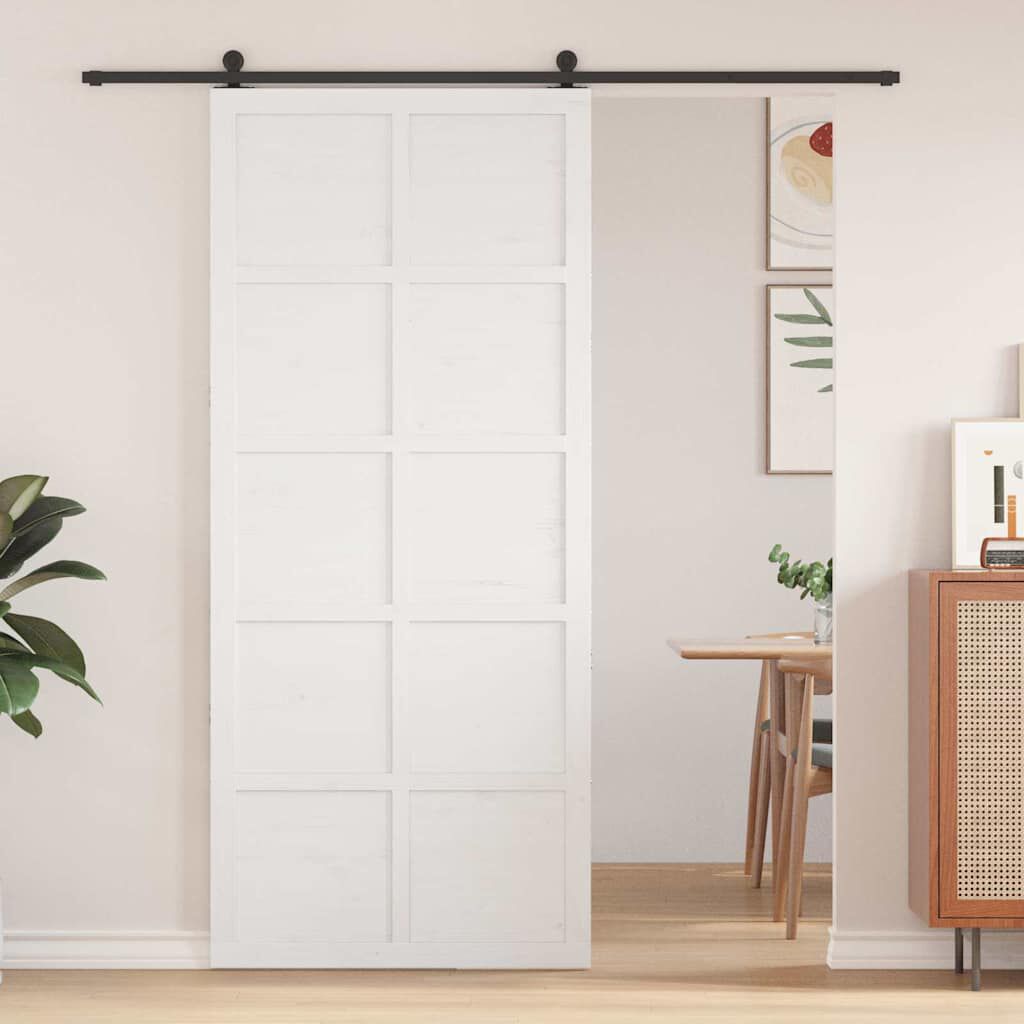 vidaXL Schuurdeur 100 x 210 cm massief grenenhout wit