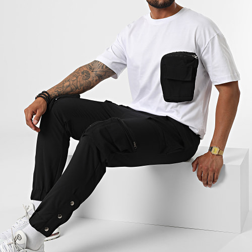 Ensemble Tee Shirt Poche Et Pantalon Jogging F22-909T Noir Blanc