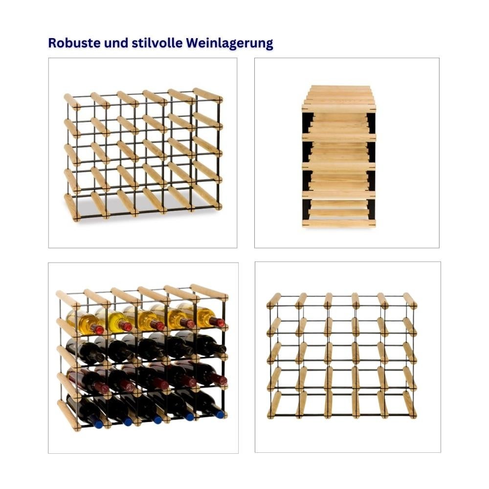 PROREGAL Modulair Wijnrek Vinotega Mod Metaal HxBxD 42,5 x 52,5 x 24,5 cm 5 x 4 Flessen Massief Dennenhout Natuurlijk
