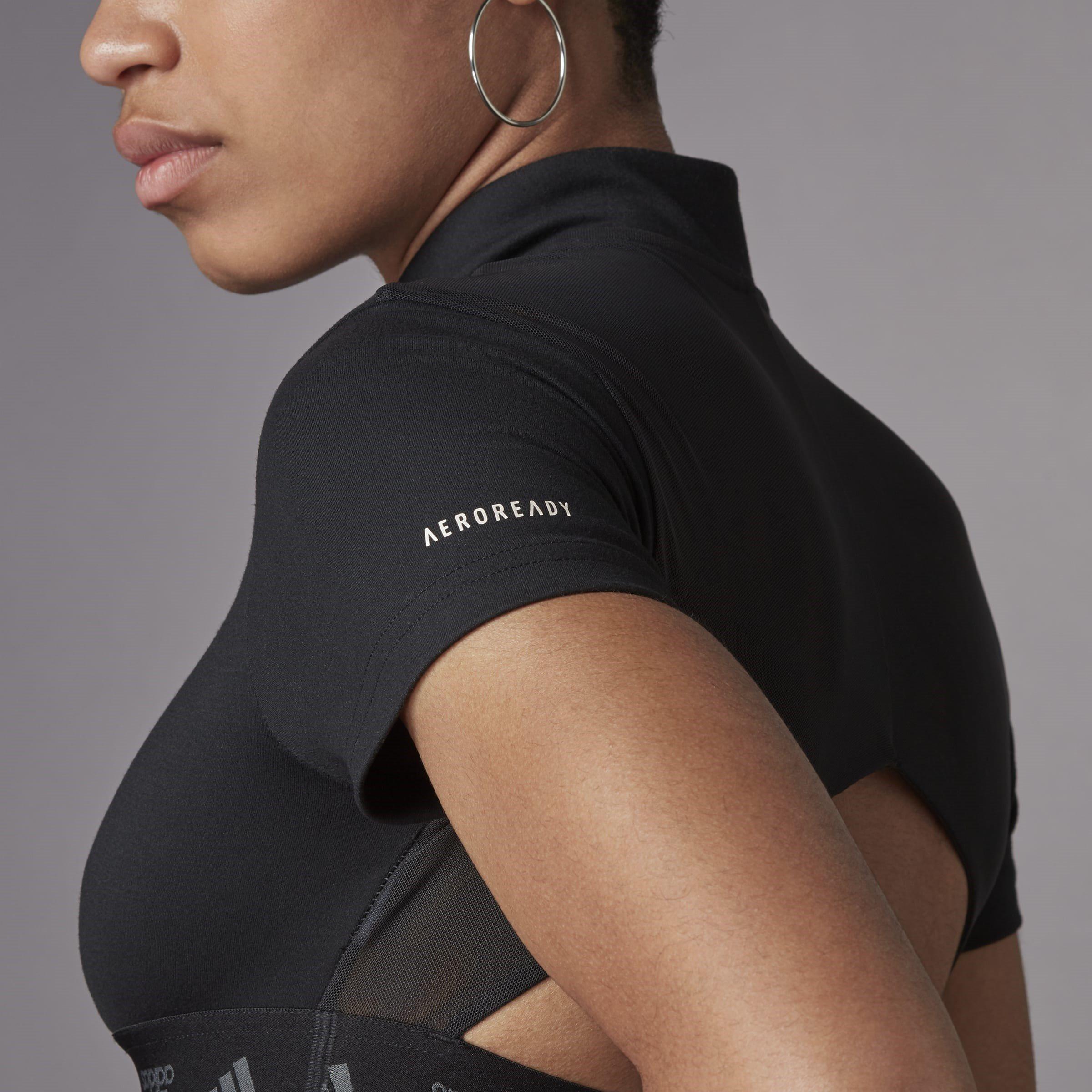 adidas Hyperglam Quarter Zip Crop Top Womens