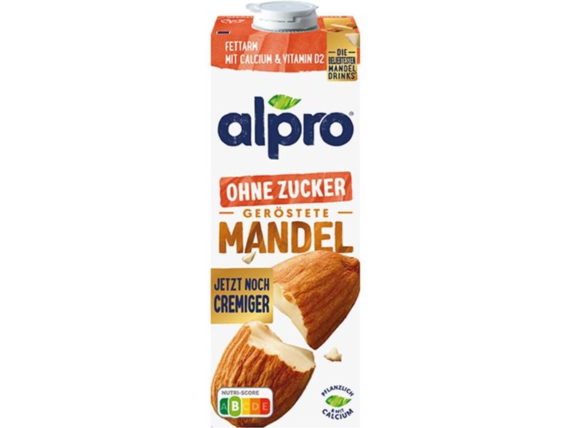 Alpro Mandeldrink ohne Zucker 1 l Ungesüsstes Getränk auf Basis von Mandeln
