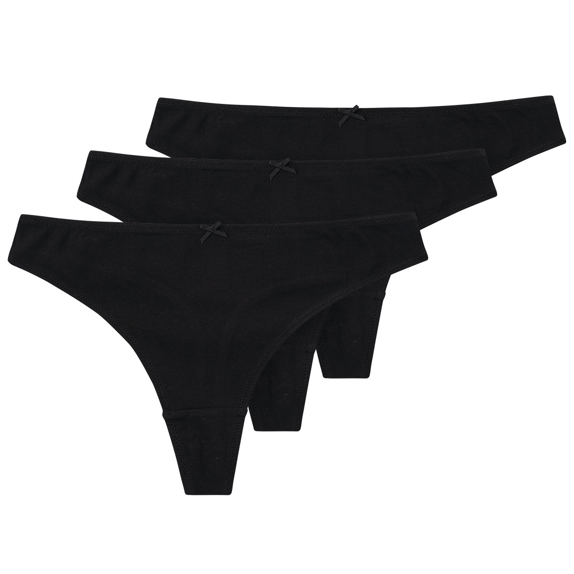 Gina Benotti 3 Damen Strings aus Baumwolle schwarz