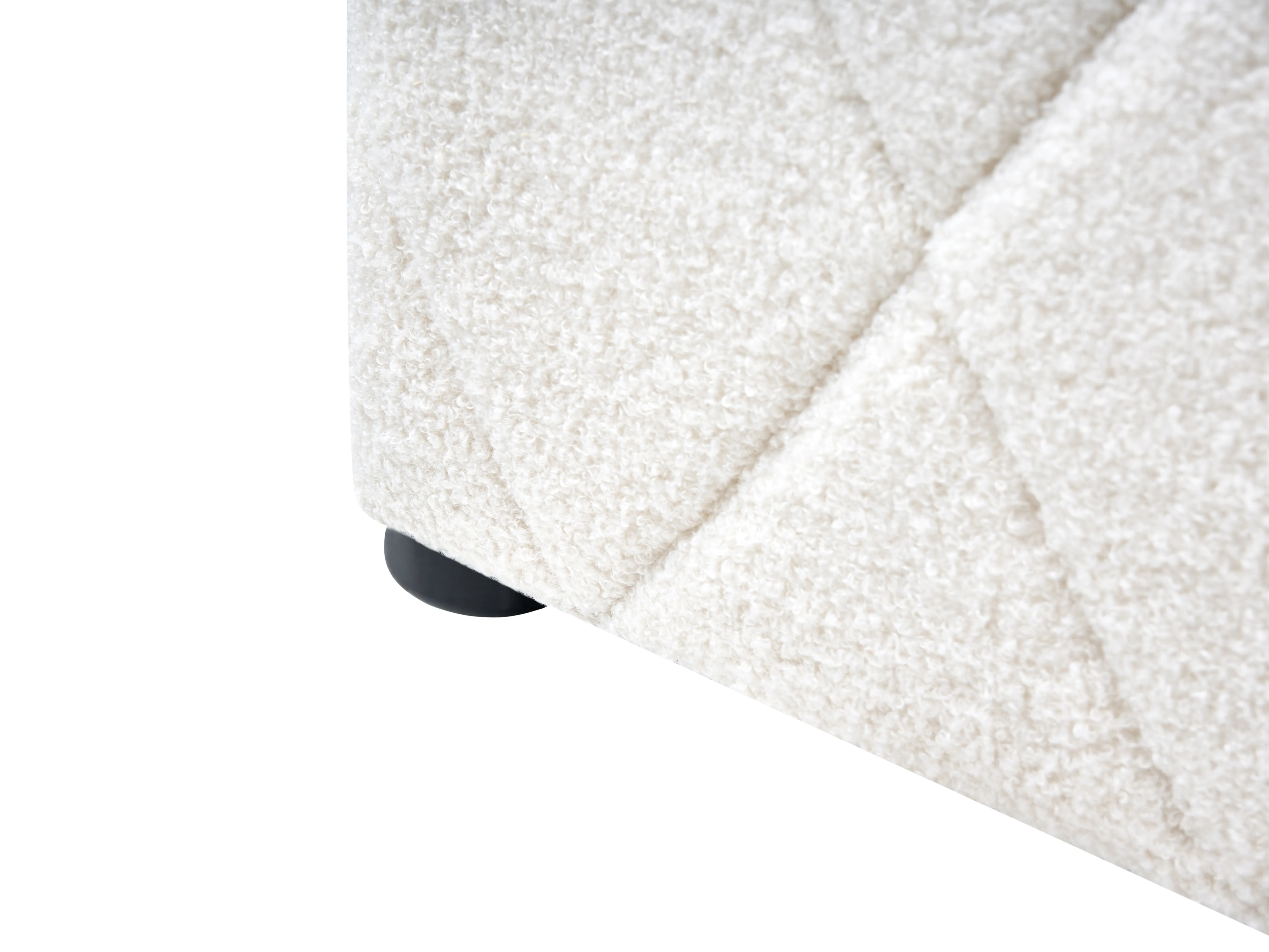 Bed met opbergruimte Bouclé ROCHEFORT 180 x 200 cm Gebroken wit