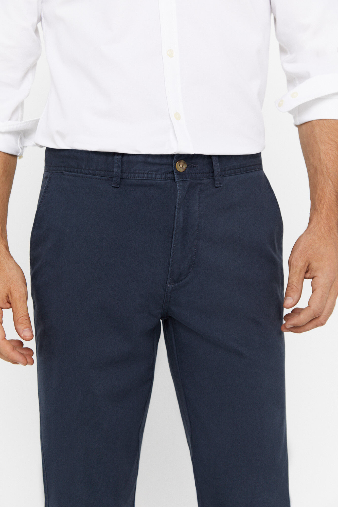 Calça chinesa de corte regular - Azul escuro