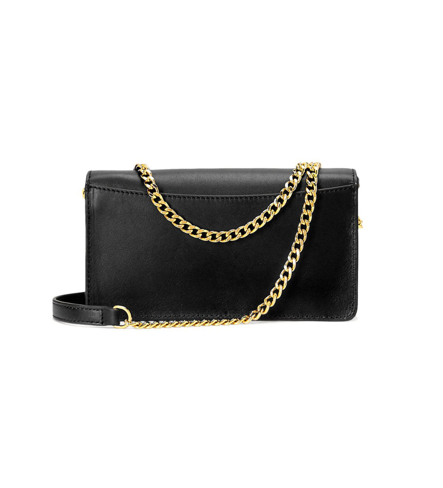 Bolsa de couro Ralph Lauren com fecho giratório, preta.