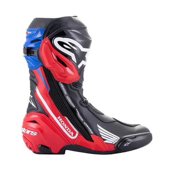 Alpinestars - Bottes Supertech R Honda Noir / Rouge fluo / Bleu