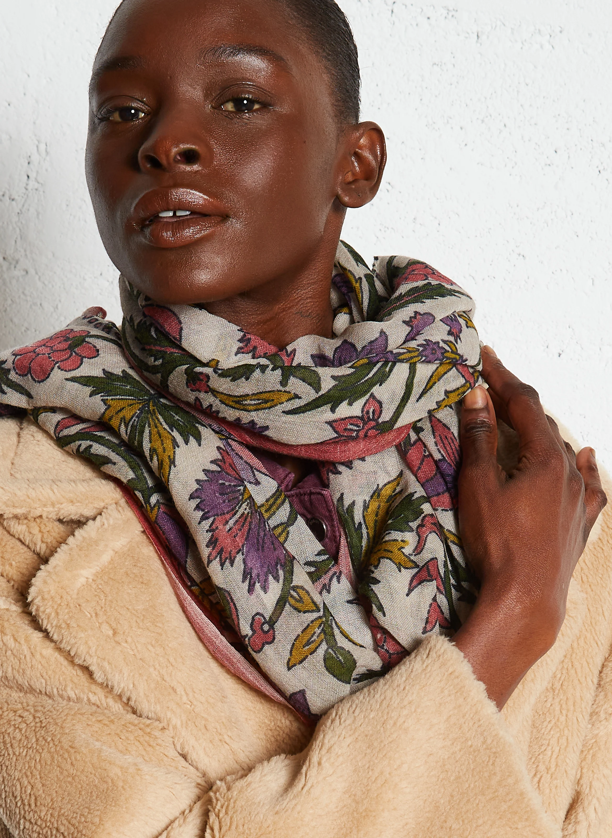 LIAH - Foulard imprimé en laine | Violet