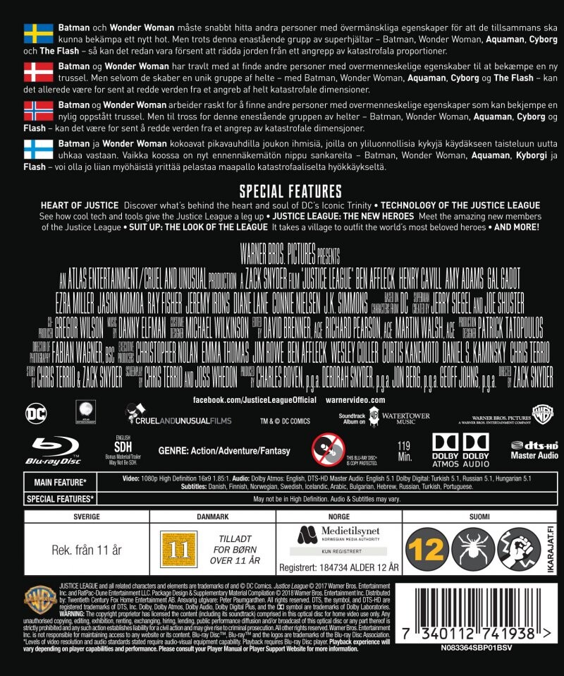 Justice League The Movie - 2017 - Blu-Ray