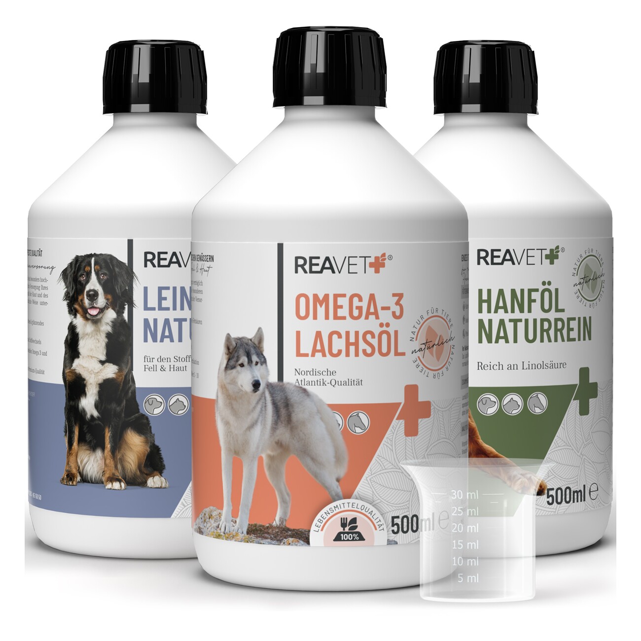 REAVET BARF-Öl Set mit Lachsöl, Leinöl & Hanföl