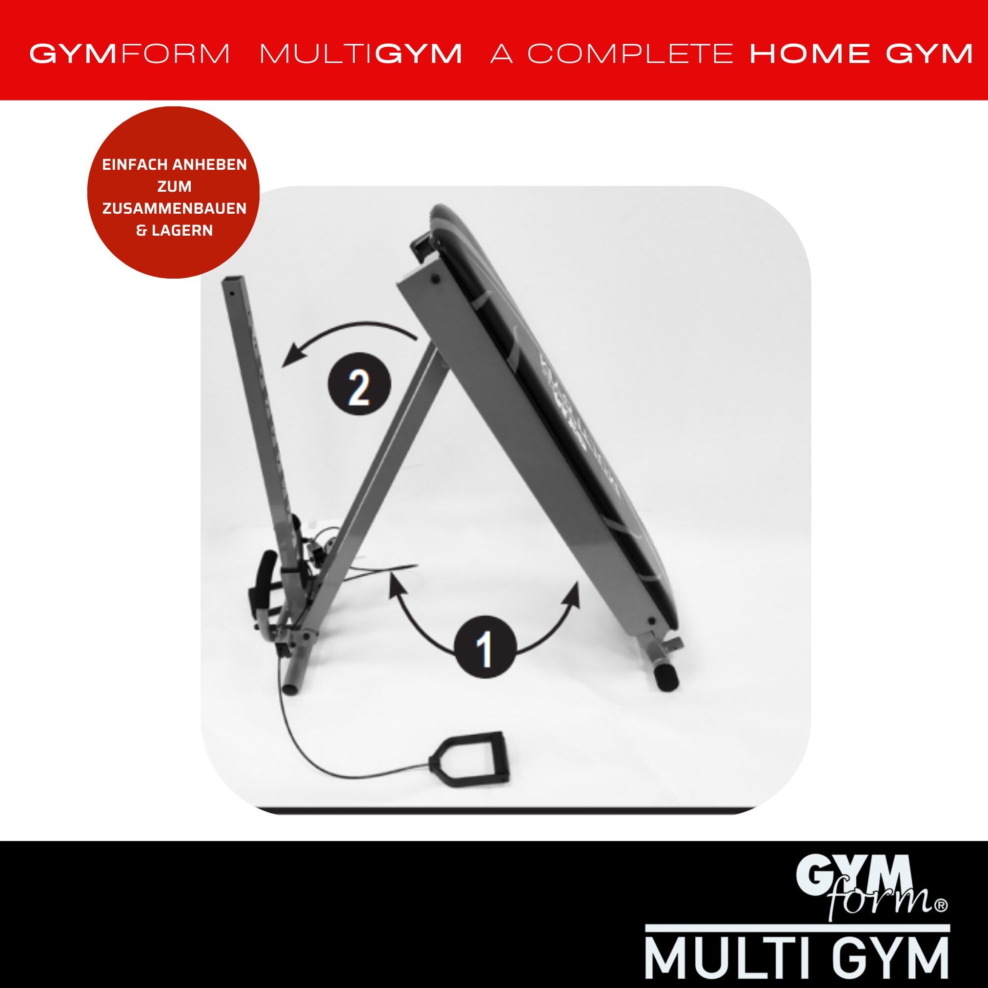 Gymform® Kraftstation klappbar - Liege Heimtrainer - Fitness Bank Multigym