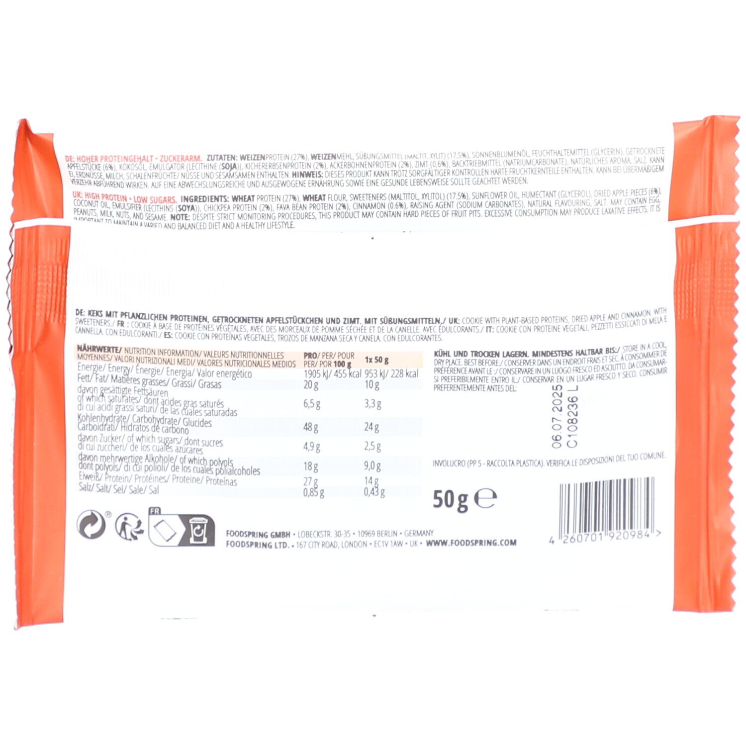 foodspring® Vegan Protein Cookie Apfel-Zimt