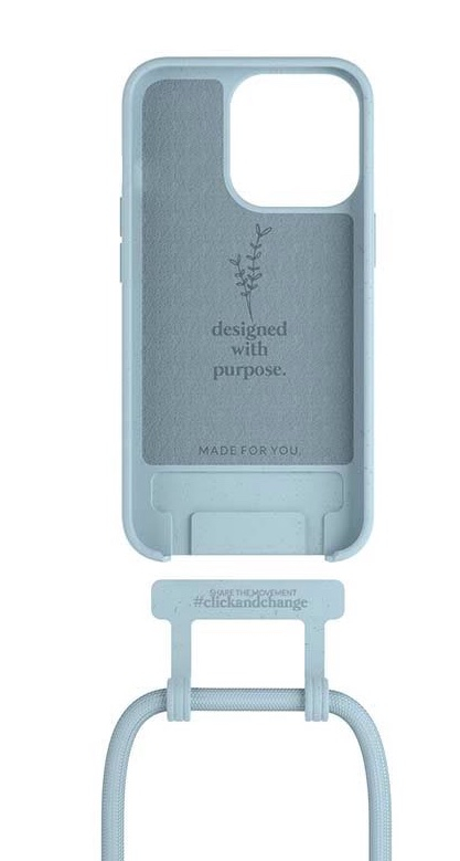 iPhone 13 Pro Necklace ChangeCase Antimikrobielle Schutzhülle Vegan Biologisch Abbaubar   Abnehmbare Handykette (CHA092) - Pastel Blue