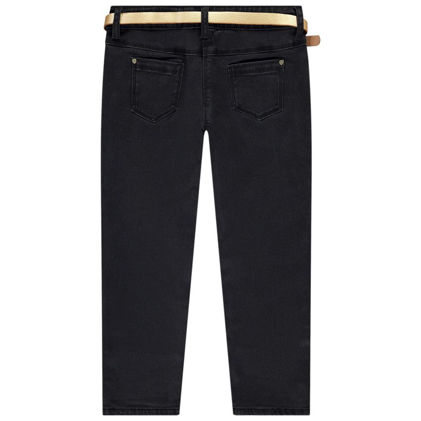 Pantalon slim avec ceinture amovible pour fille - Noir