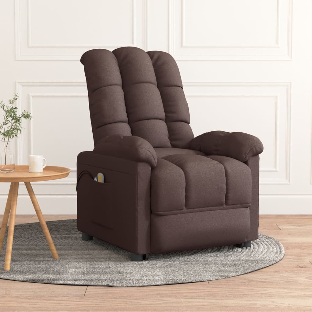 vidaXL Elektrische massagestoel, donkerbruin, stoffen bekleding