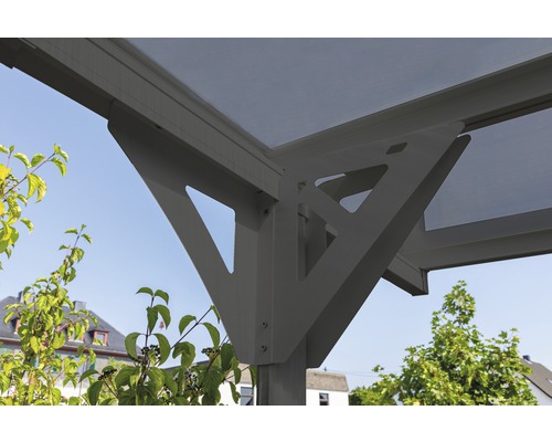 Enkele carport WESTMANN plat dak 6 mm dubbelwandige polycarbonaatplaten 15 m² incl. regengoot 305 x 503 cm antraciet