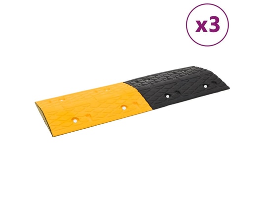 VIDAXL - Ralentisseurs 3 pcs jaune et noir 97x32,5x4 cm caoutchouc
