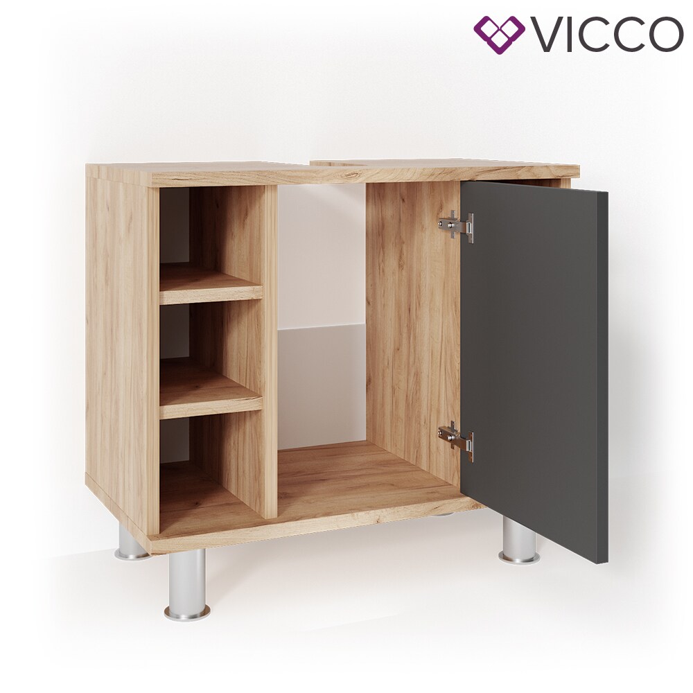 VICCO Waschbeckenunterschrank FYNN Eiche Anthrazit Badschrank Unterschrank