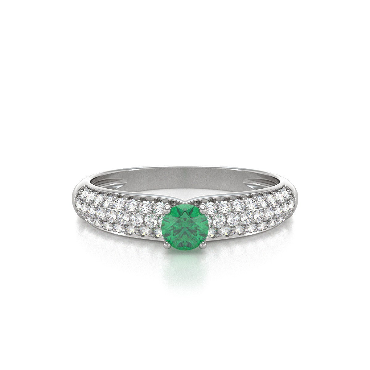 Bague Emeraude et diamants sur Argent 925 1.978grs