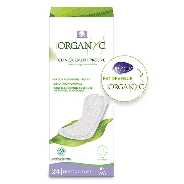 Protetores diários Organyc Light Flow, pacote com 24 unidades