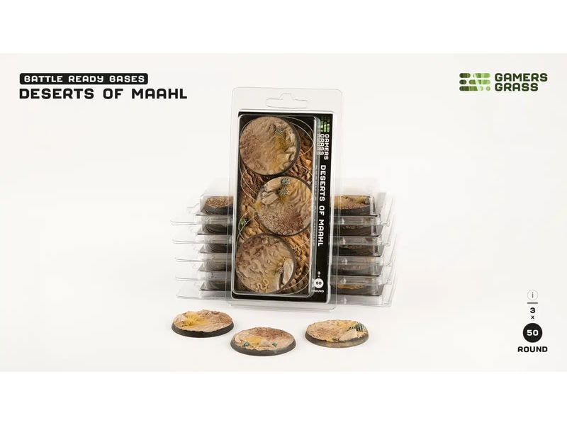 GamersGrass Base Deserts of Maahl round 50 mm (x3) Hochwertige Bases für den Miniaturenbau