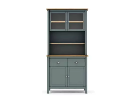 Vaisselier 4 portes et 2 tiroirs Vert de Gris/Bois - VOLCAN