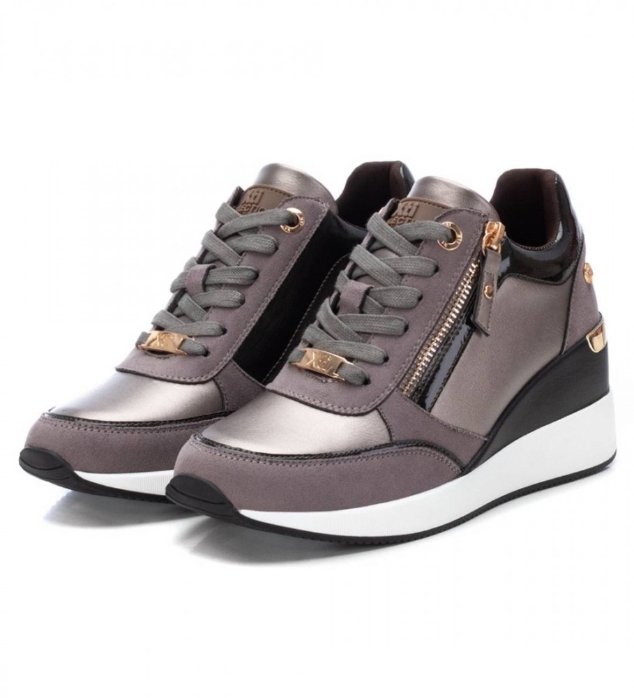 Tênis Xti 141990 cinza - salto plataforma de 6 cm -