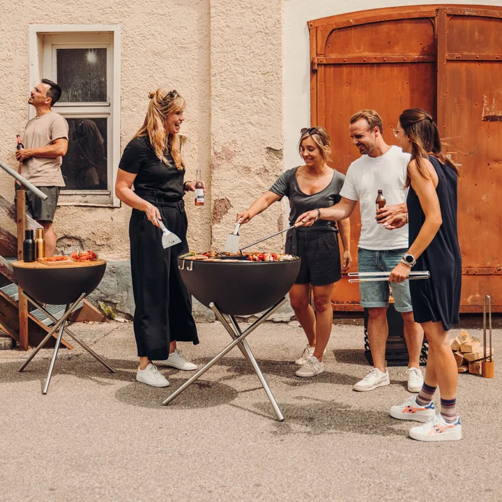 höfats - Schürhaken mit Flammenbläser auf Edelstahlfuss