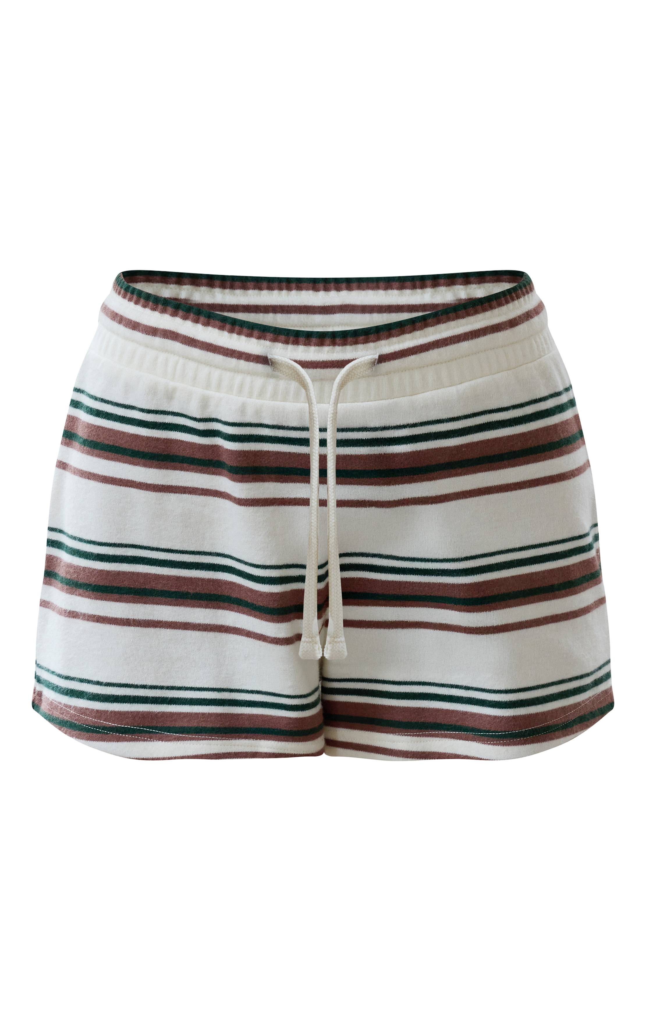 Blanc Short Coordonné Super Doux À Rayures