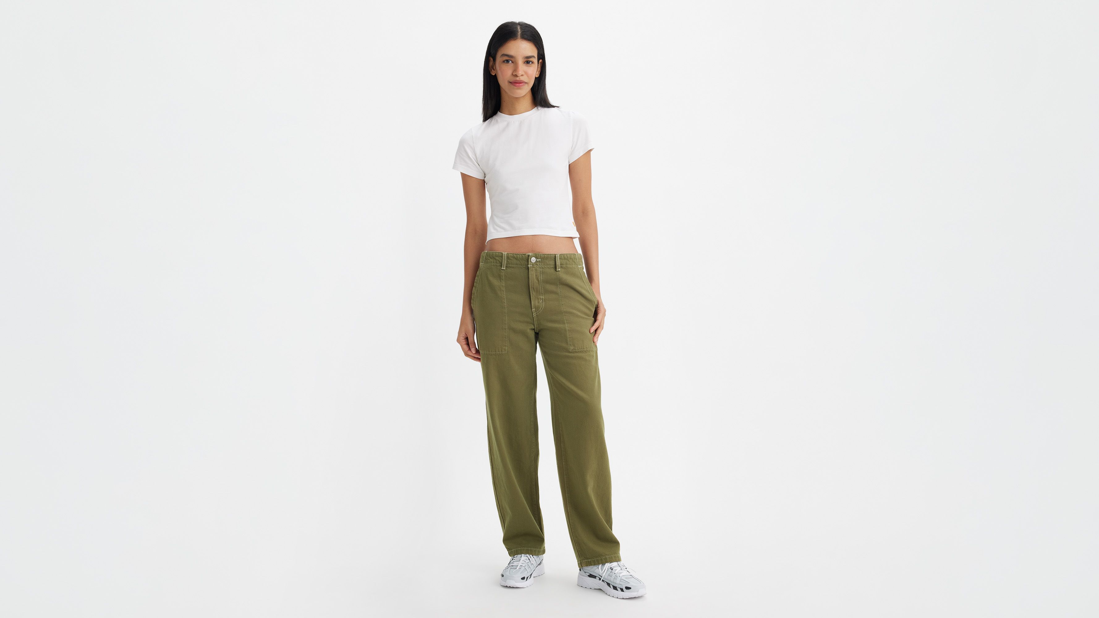 Pantalon Baggy Dad utilitaire - Lazy Olive Night Pfd - Vert