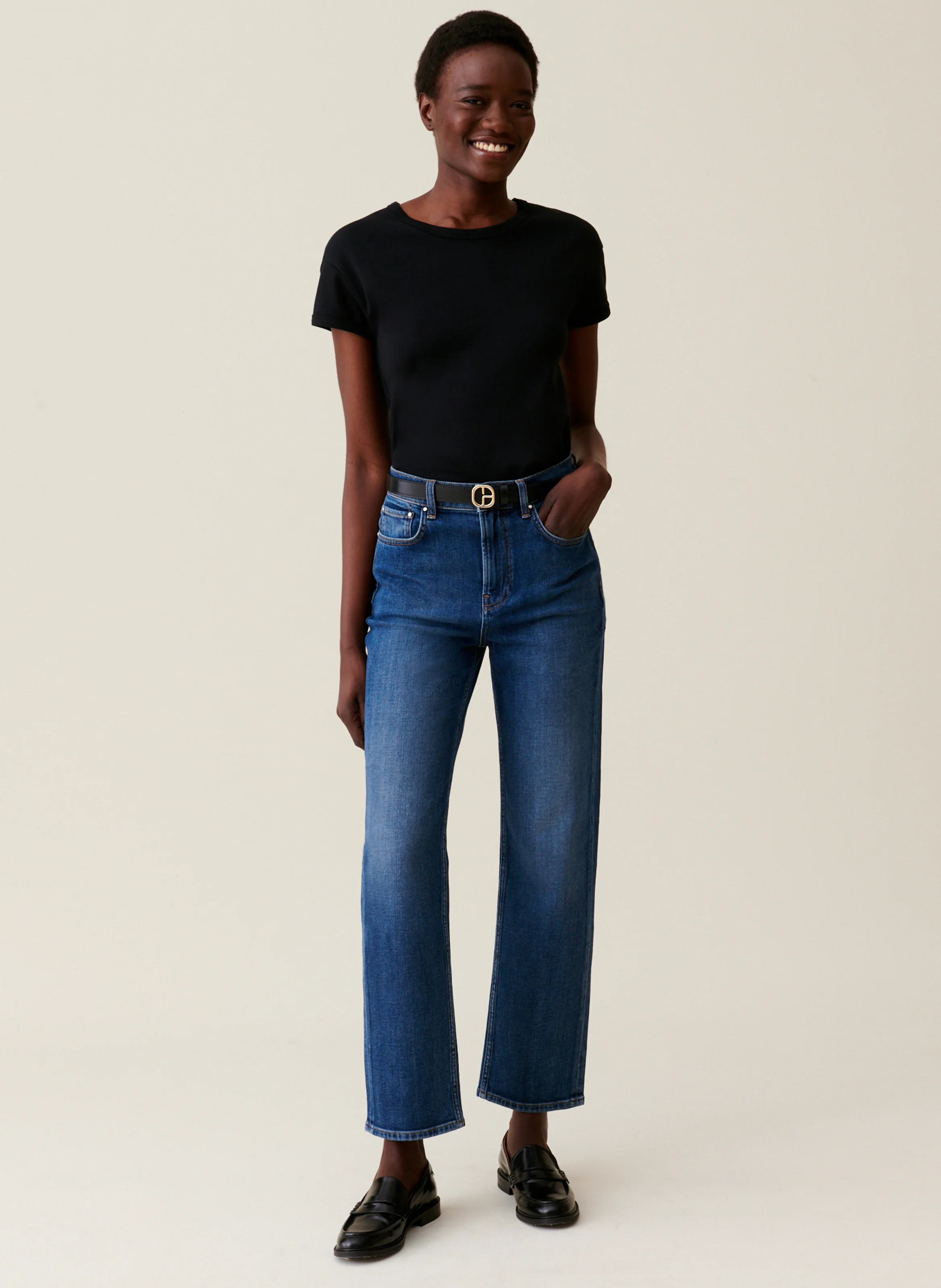Tee-shirt col rond en coton | Noir