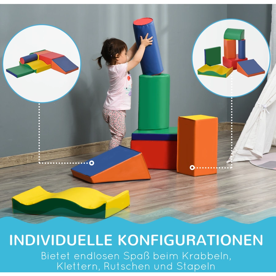 HOMCOM Kinder-Softplay-Set mit verschiedenen Bausteinen bunt