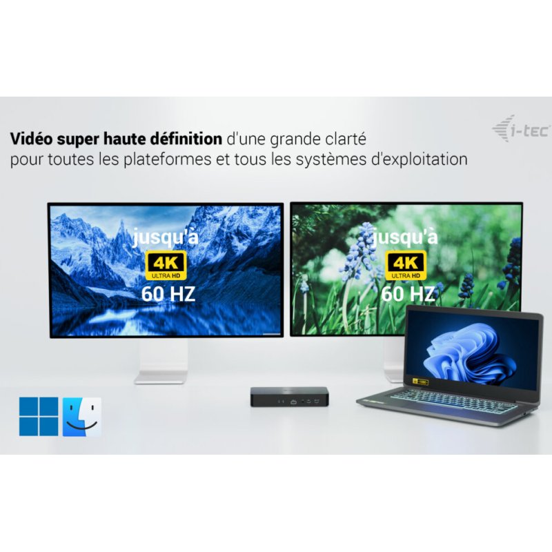 i-tec Universal Intelligent Dual Display Docking Station + Power Delivery 100W
