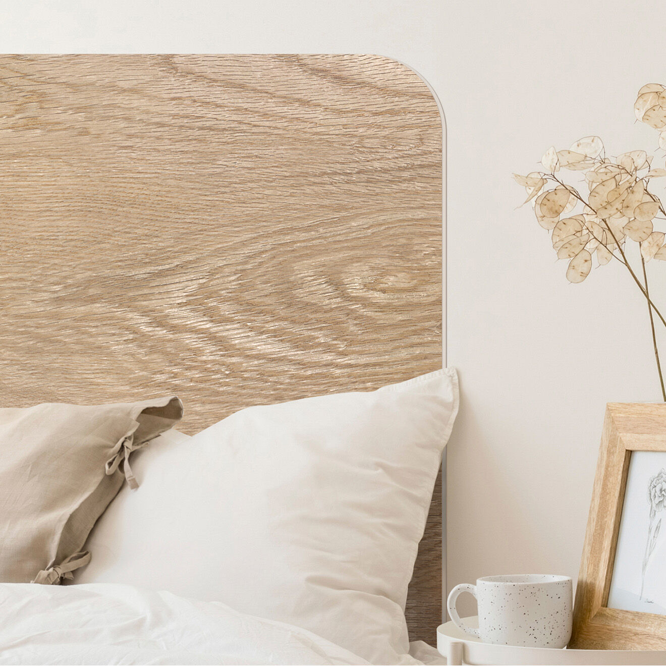 Floorart Tête de lit en vinyle Madera Esquinas Redondeadas beige - 80x200 cm