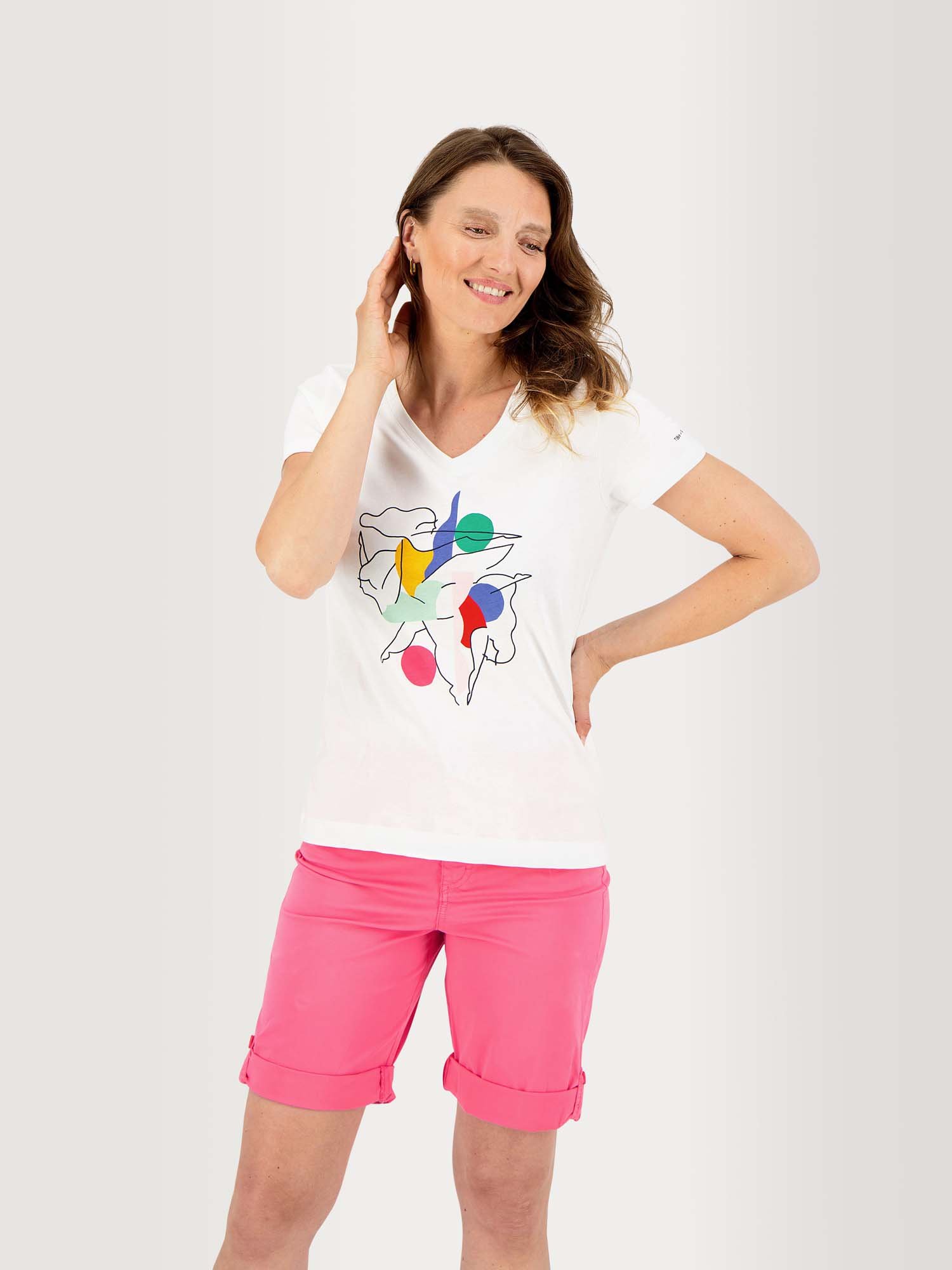 Tee Shirt Femme A Motif Coton Biologique Blanc
