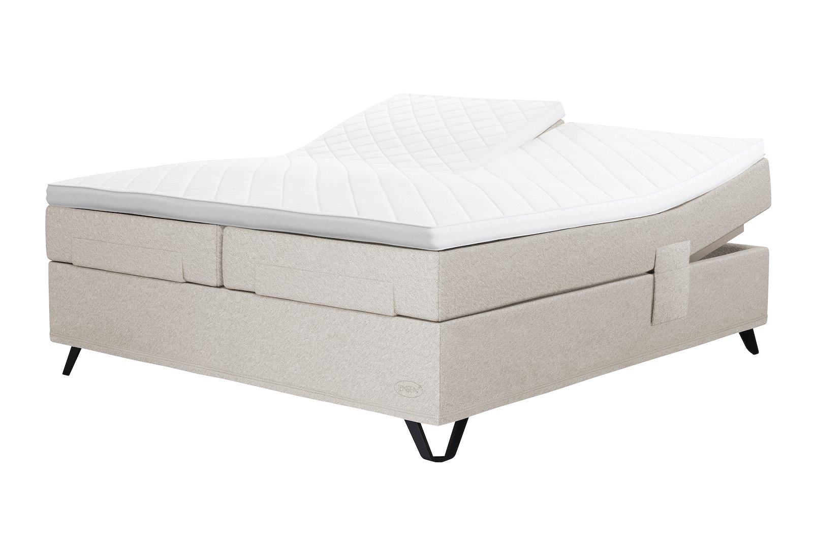Carat Aqtive II regulerbar Tekstil 181 beige, medium, Optima overmadrass, Triangle ben sort matt 14 cm