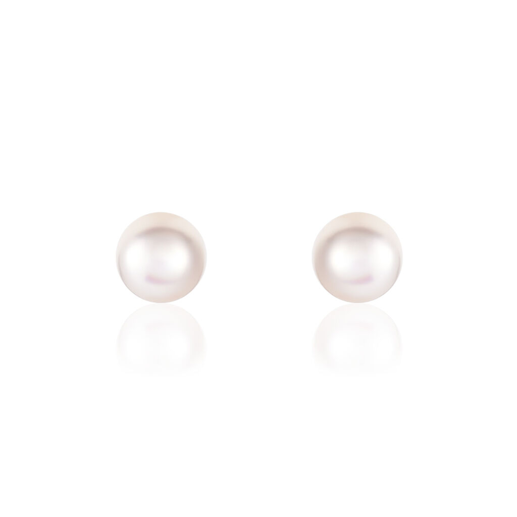 Boucles D'oreilles Puces Kesya Nacres Bouton Or Jaune Perle De Culture